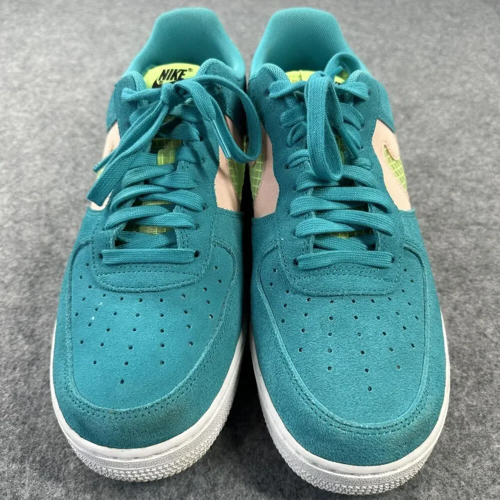 Nike Air Force 1 Low Shoes Sneakers Mens Sz 9.5 Teal Multicolor Suede CK4383-300